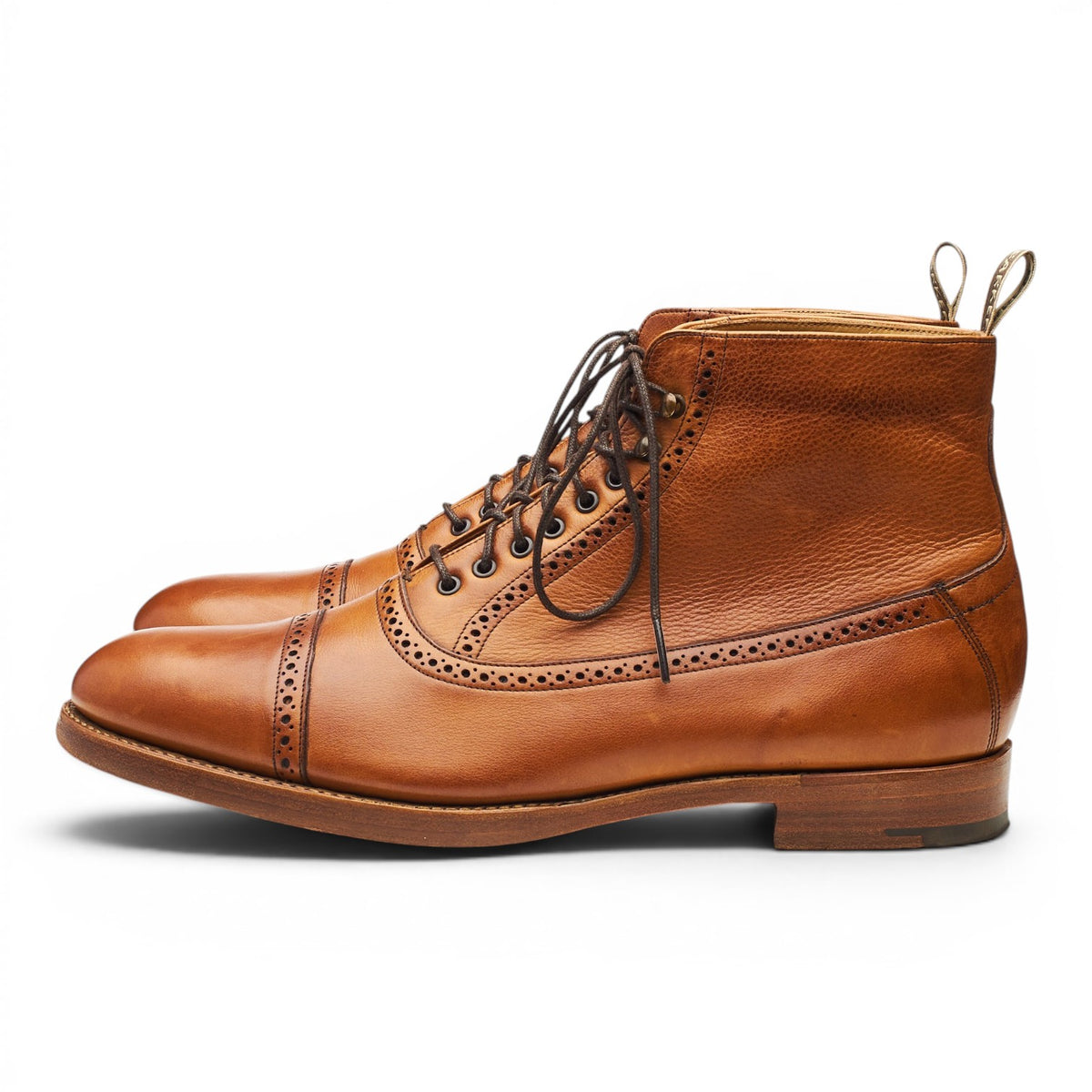 'Foley' Tan Brown Leather Brogue Boots UK 9 FX
