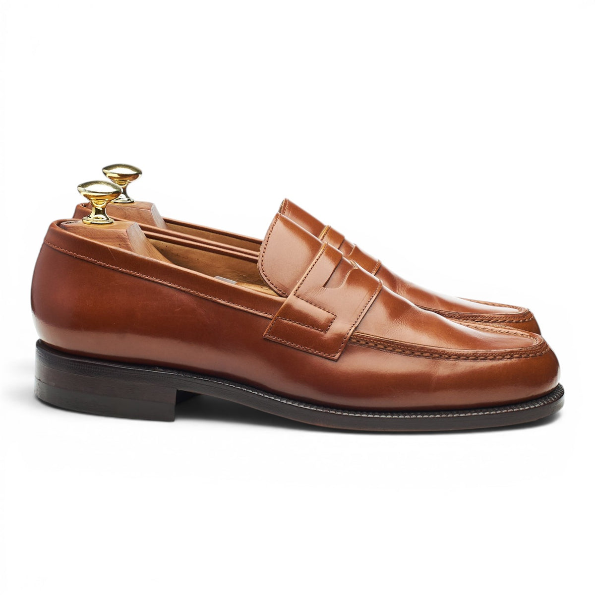 '13219' Tan Brown Leather Split Toe Loafers UK 7.5 E