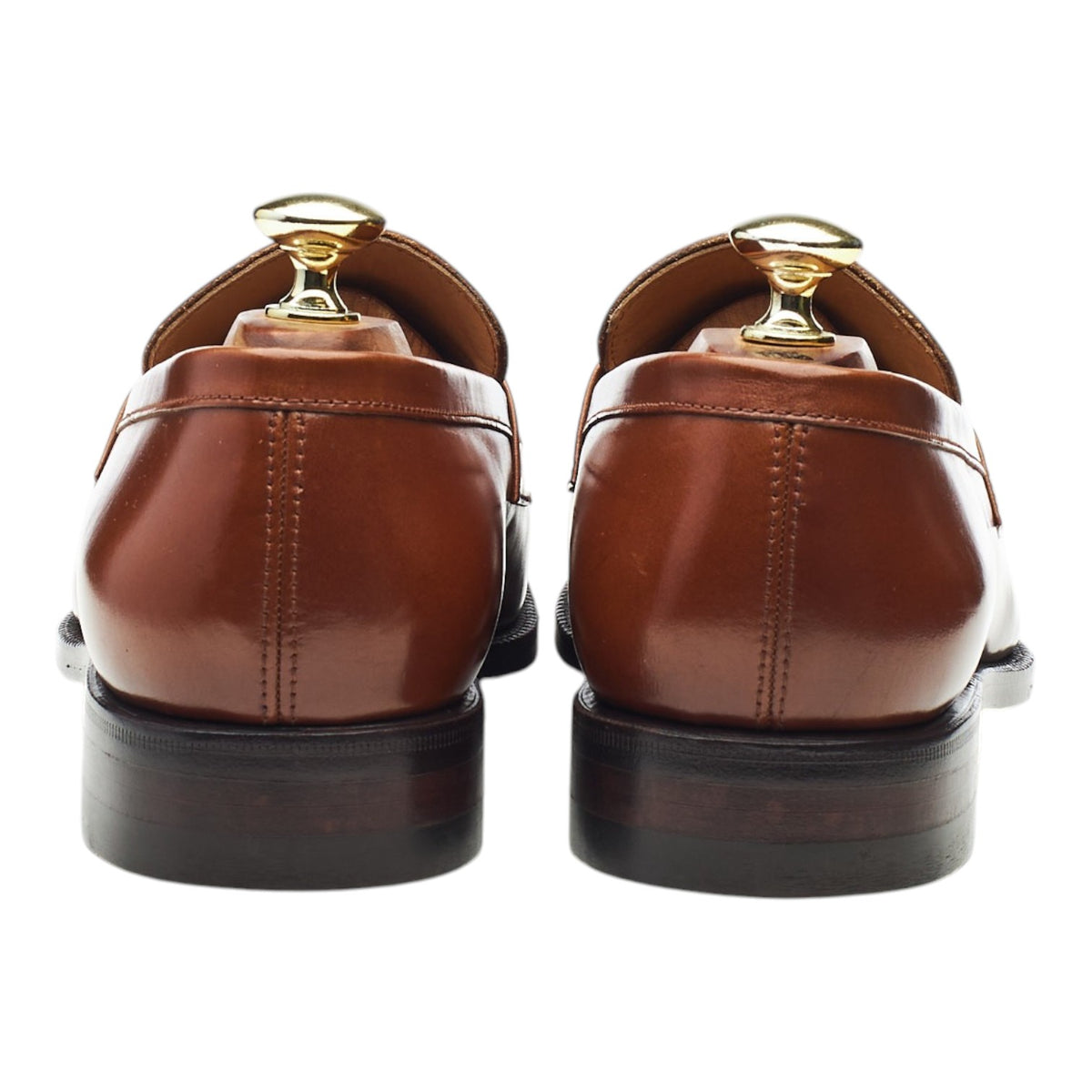 '13219' Tan Brown Leather Split Toe Loafers UK 7.5 E
