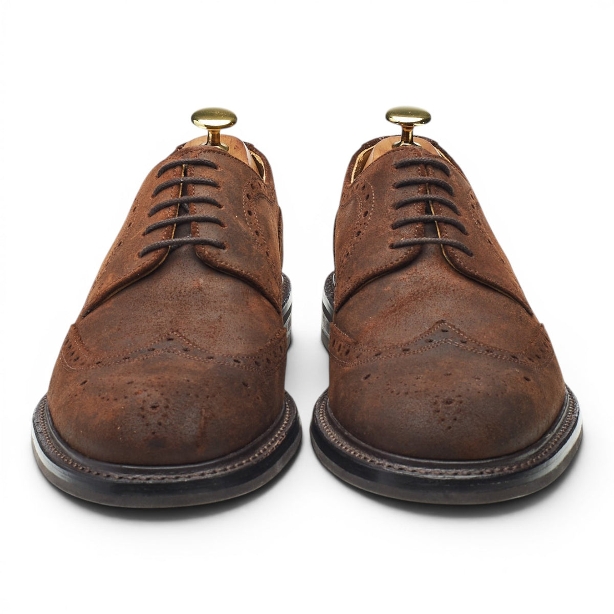 Dark Brown Waxed Suede Derby Brogues UK 8 F