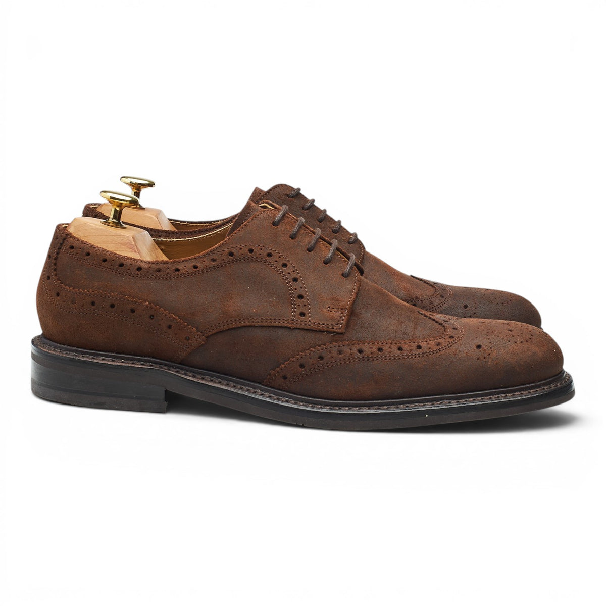 Dark Brown Waxed Suede Derby Brogues UK 8 F