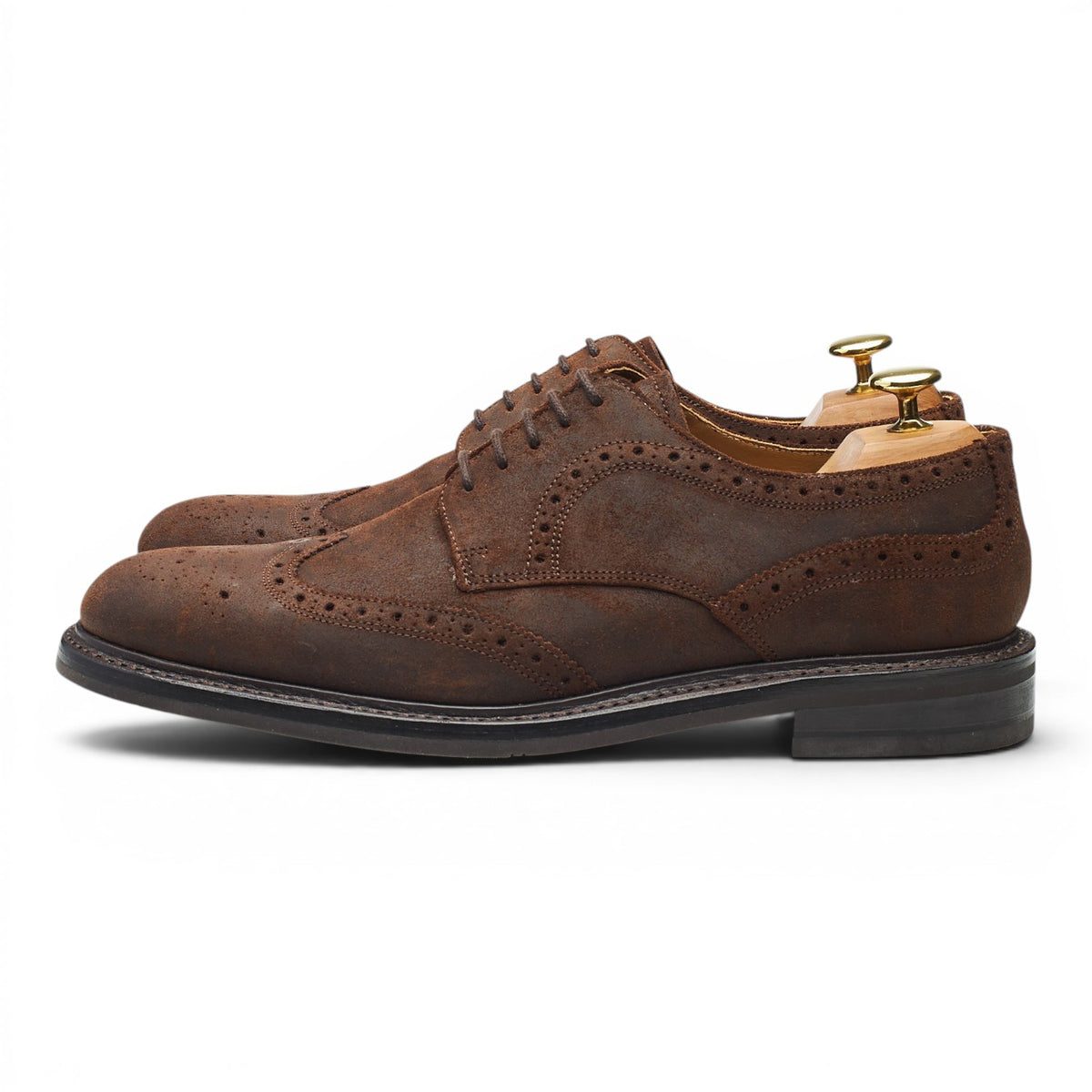 Dark Brown Waxed Suede Derby Brogues UK 8 F