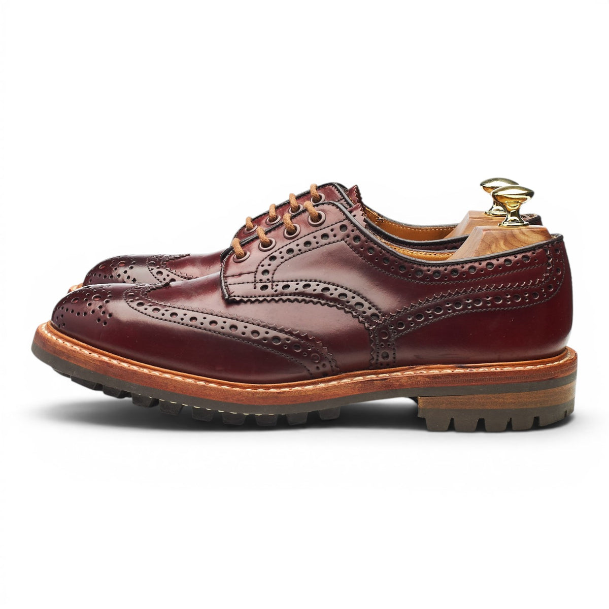 'Bourton' Burgundy Cordovan Leather Derby Brogues UK 7