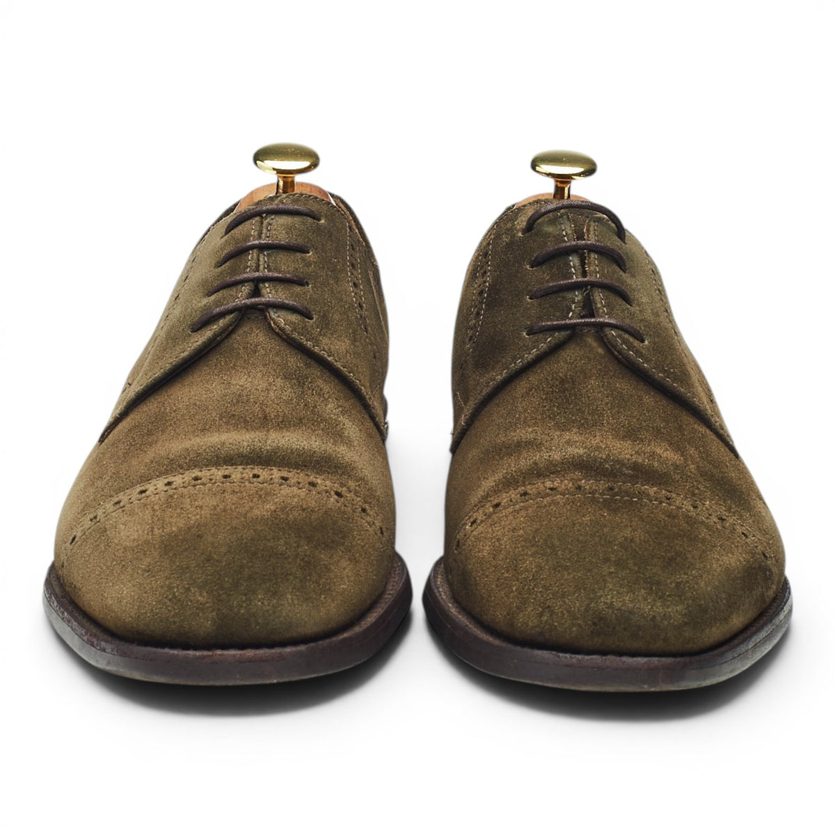 Loake 'Cambridge' Dark Green Suede Derby Brogues UK 8 F