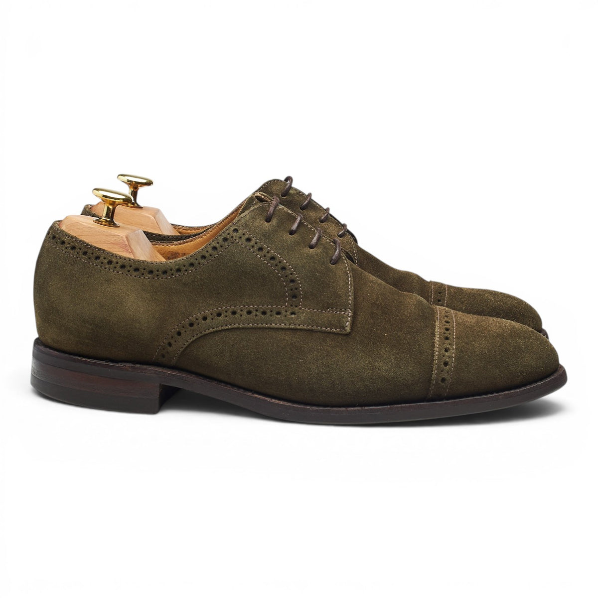Loake 'Cambridge' Dark Green Suede Derby Brogues UK 8 F