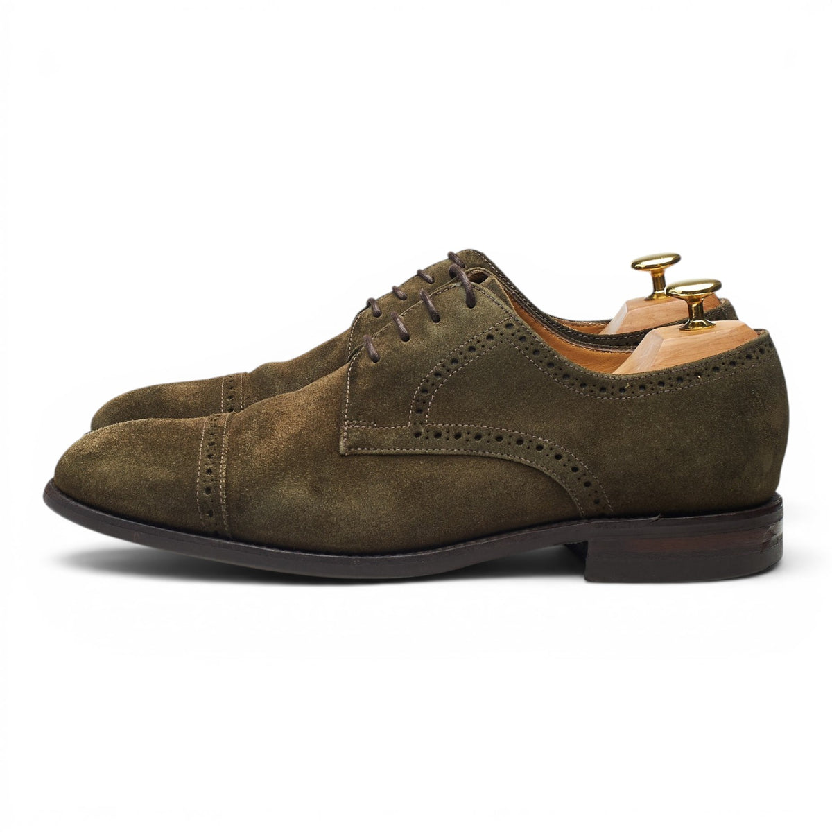 Loake 'Cambridge' Dark Green Suede Derby Brogues UK 8 F