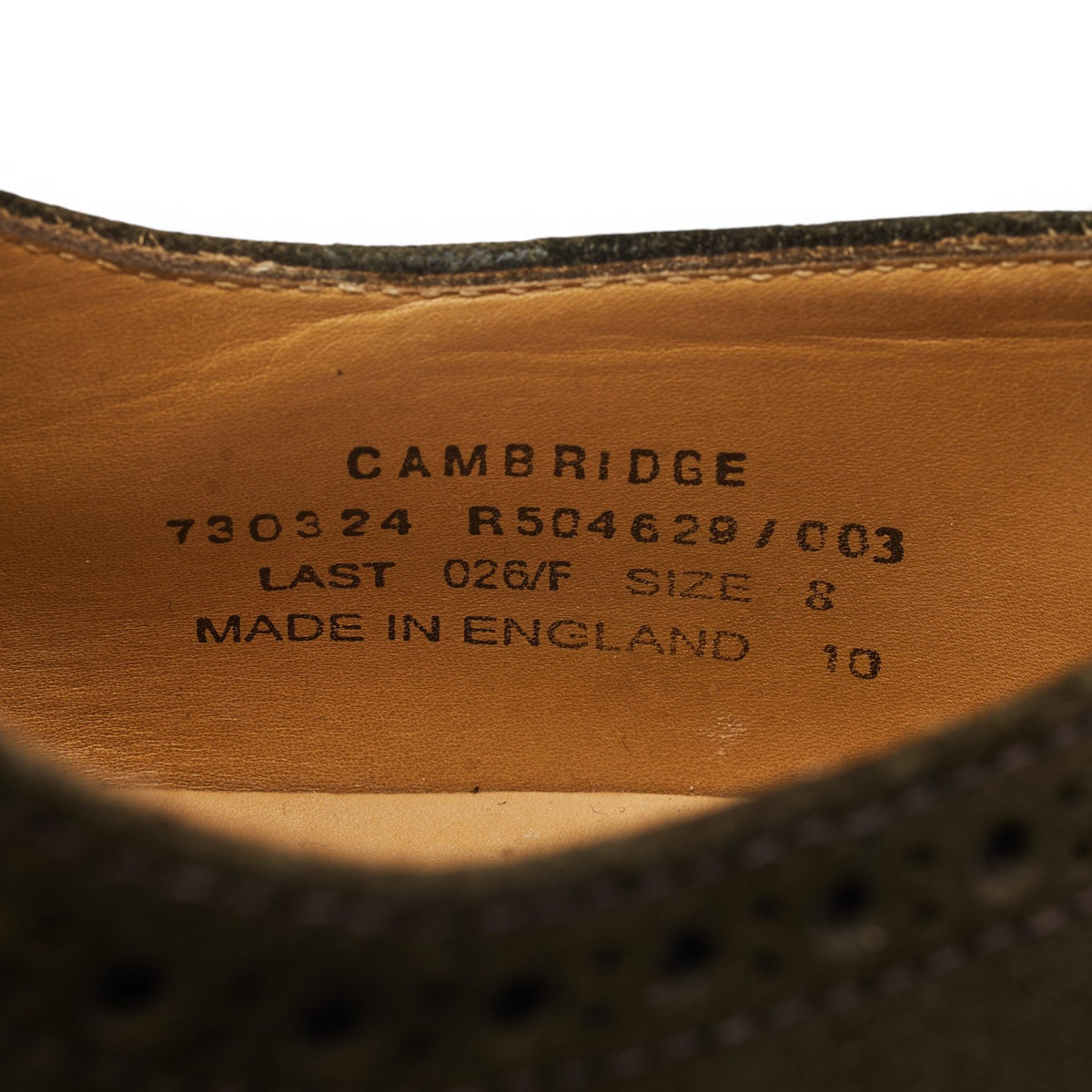 Loake 'Cambridge' Dark Green Suede Derby Brogues UK 8 F