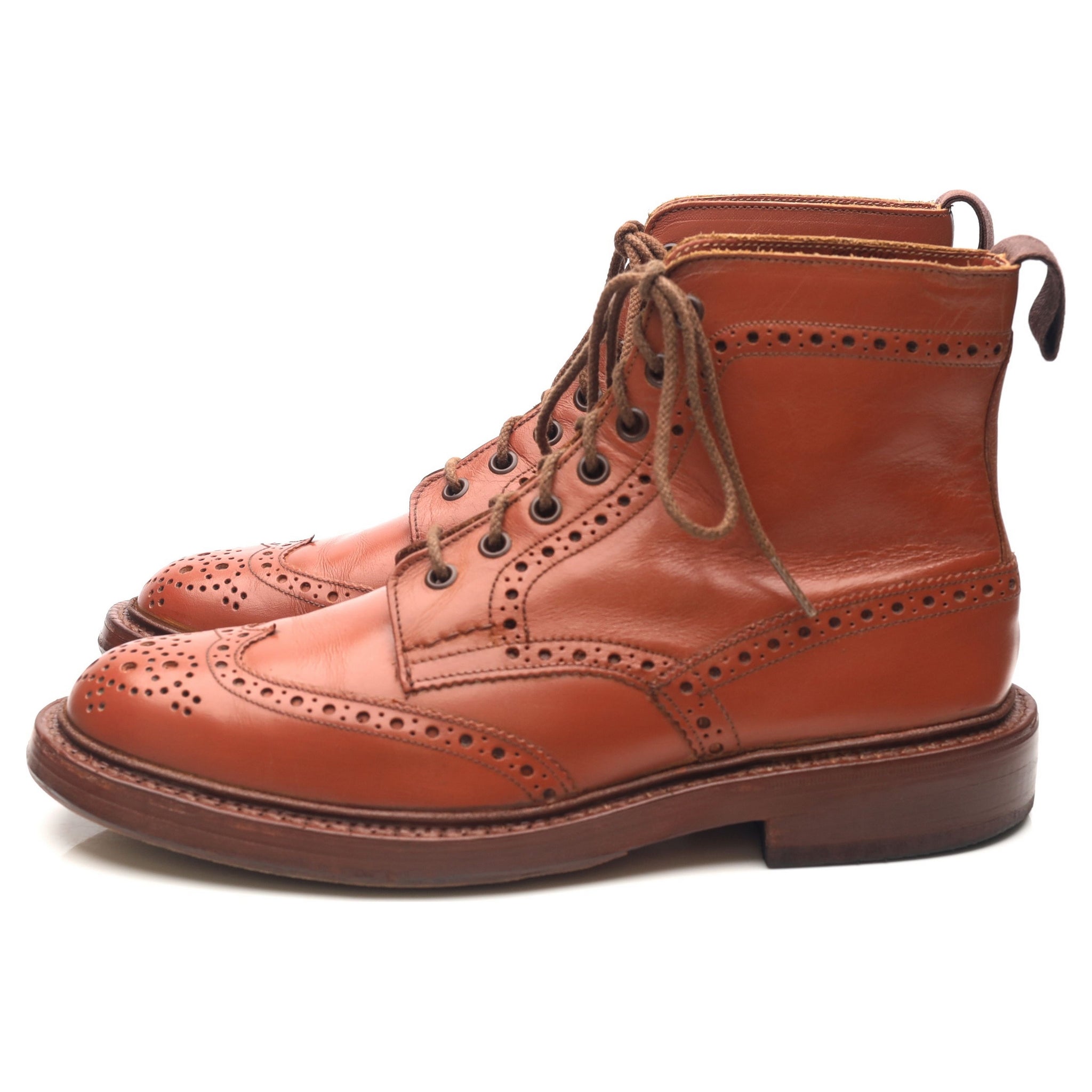 Malton' Tan Brown Leather Brogue Boots UK 7 - Abbot's Shoes