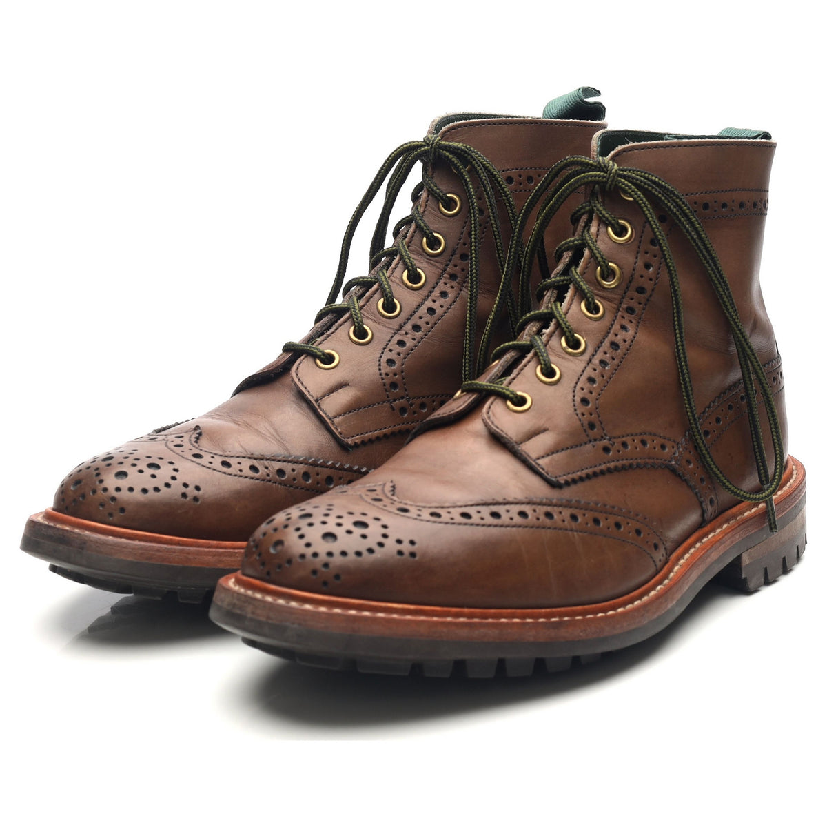 Stow' Brown Leather Brogue Boots UK 7.5 - Abbot's Shoes