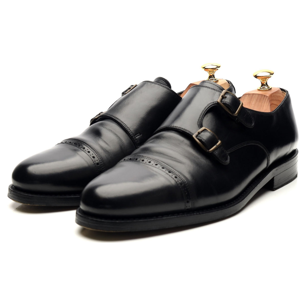 &#39;Tuileries&#39; Black Leather Double Monk Strap UK 11