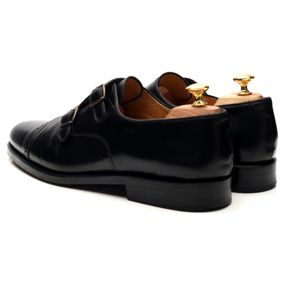 &#39;Tuileries&#39; Black Leather Double Monk Strap UK 11