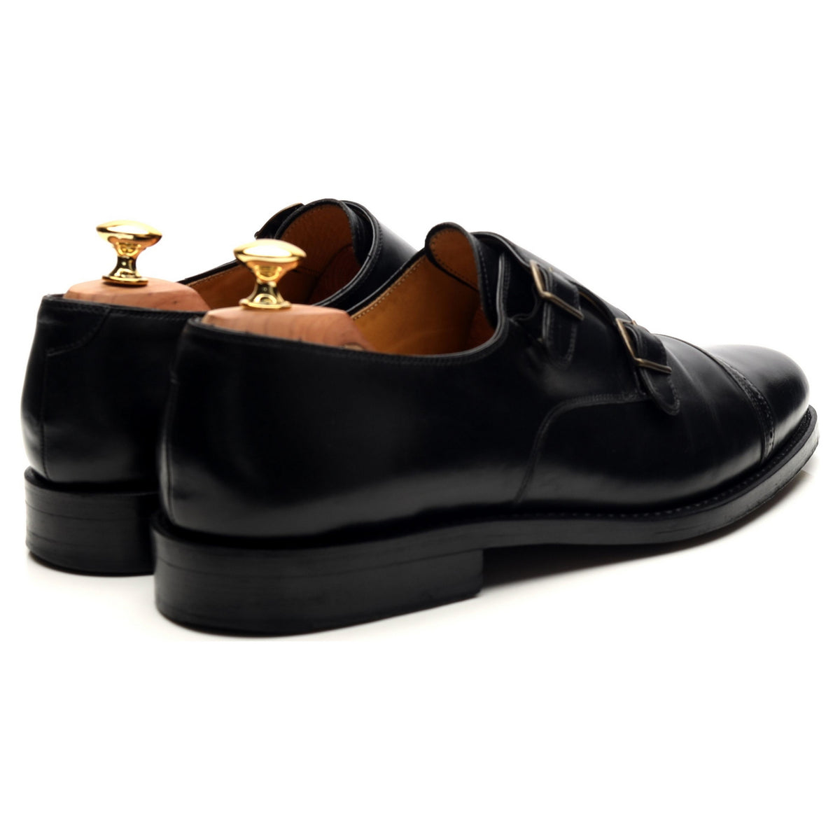 &#39;Tuileries&#39; Black Leather Double Monk Strap UK 11