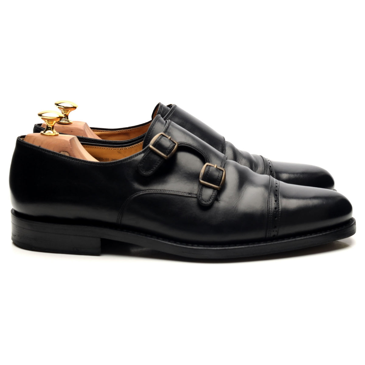 &#39;Tuileries&#39; Black Leather Double Monk Strap UK 11