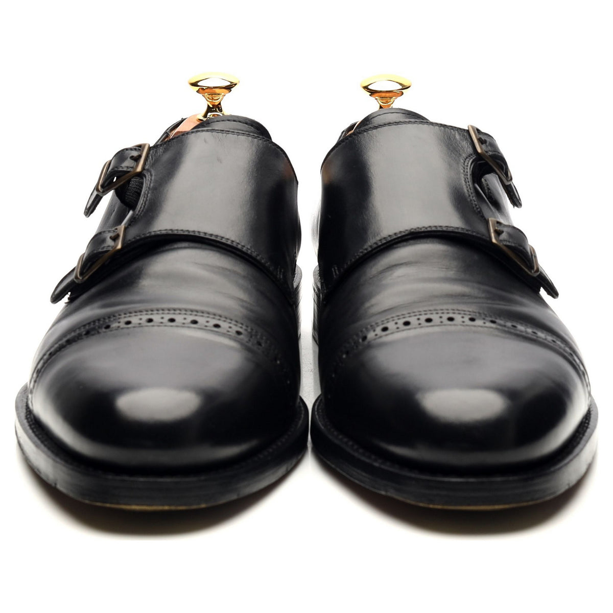 &#39;Tuileries&#39; Black Leather Double Monk Strap UK 11