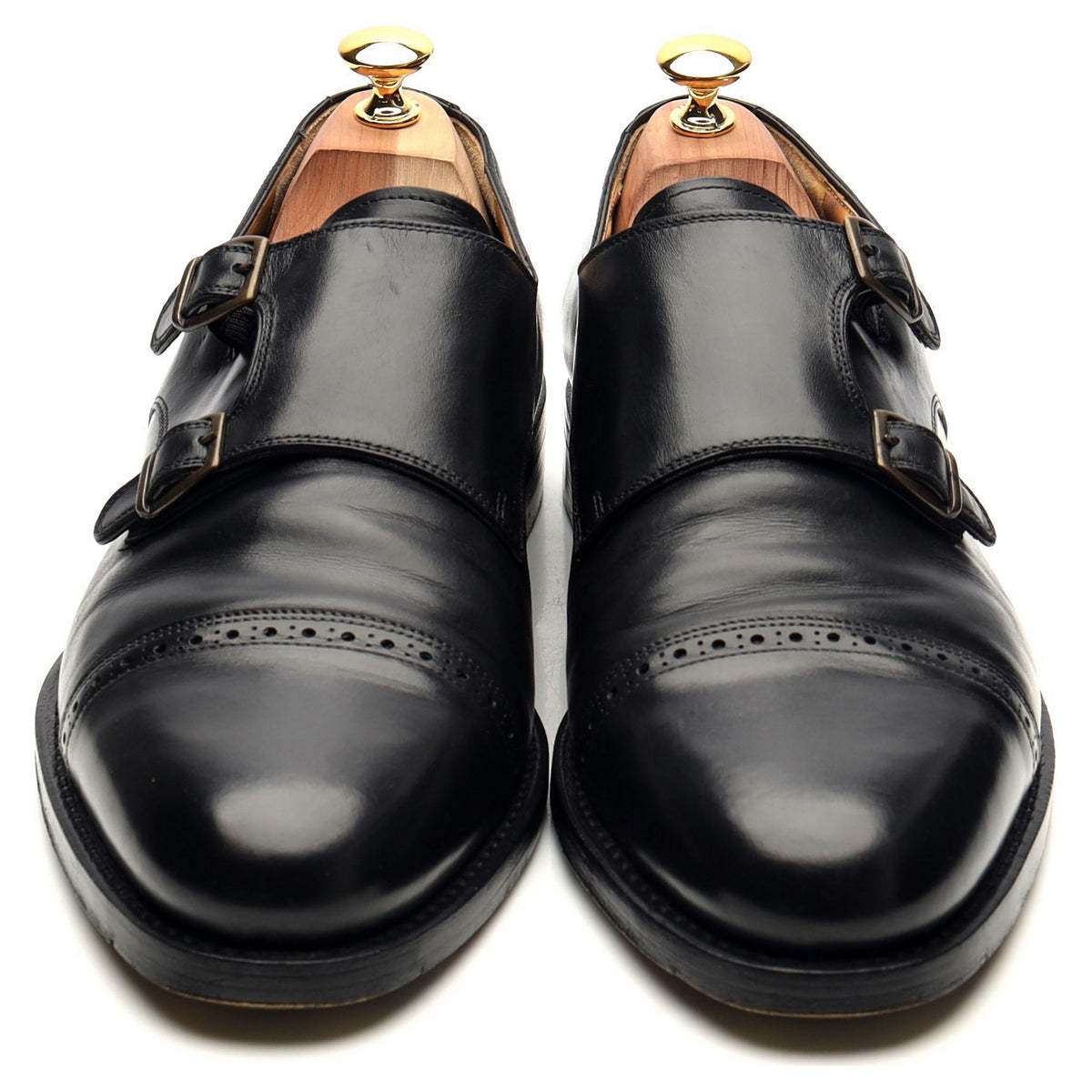 &#39;Tuileries&#39; Black Leather Double Monk Strap UK 11