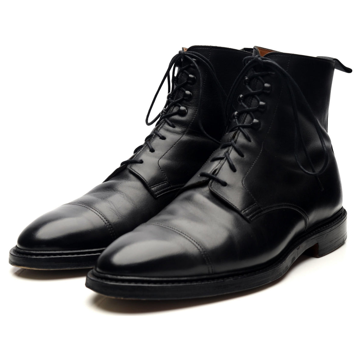 &#39;Harlech&#39; Black Leather Boots UK 9 G