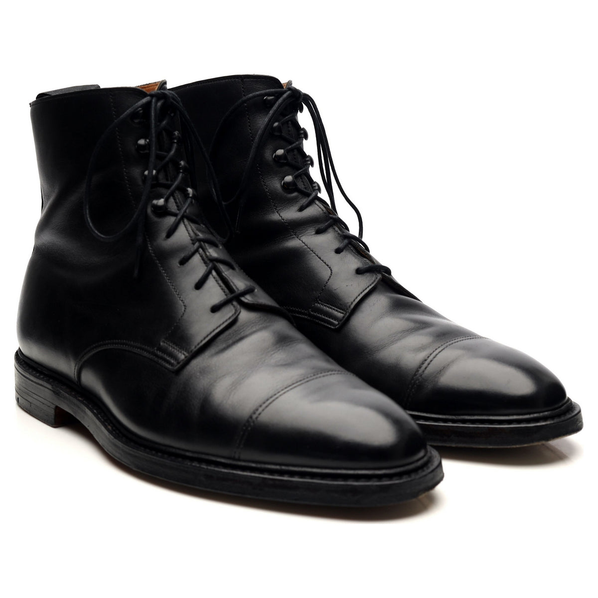 &#39;Harlech&#39; Black Leather Boots UK 9 G