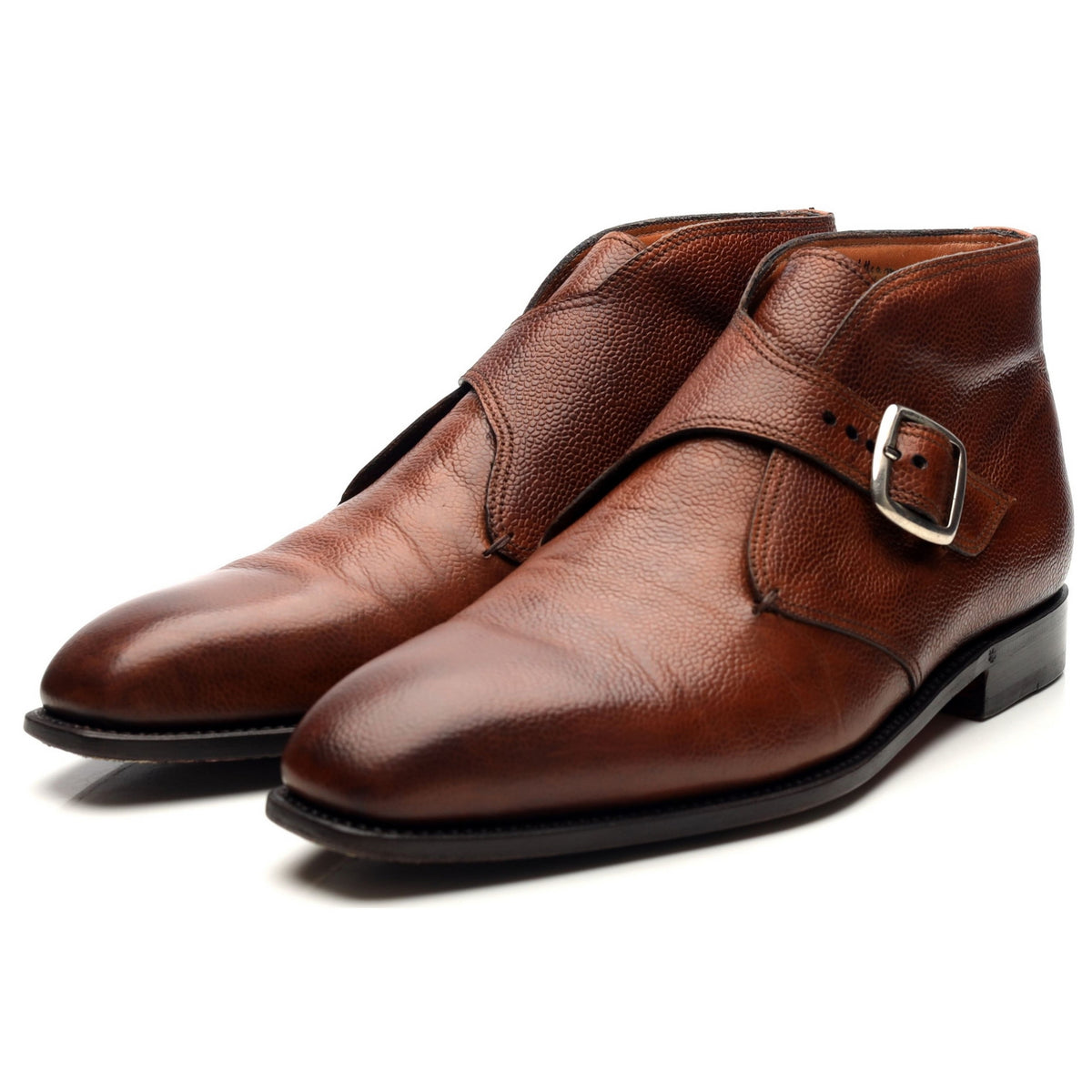 &#39;Visionario&#39; Tan Brown Leather Monk Strap Boots UK 9