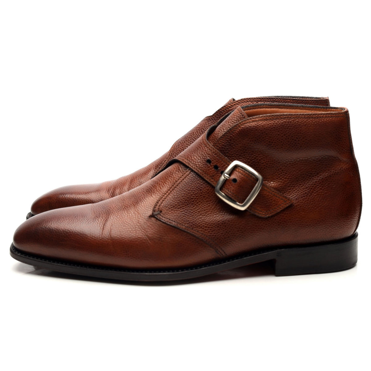 &#39;Visionario&#39; Tan Brown Leather Monk Strap Boots UK 9