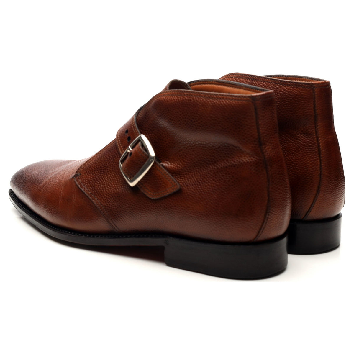 &#39;Visionario&#39; Tan Brown Leather Monk Strap Boots UK 9