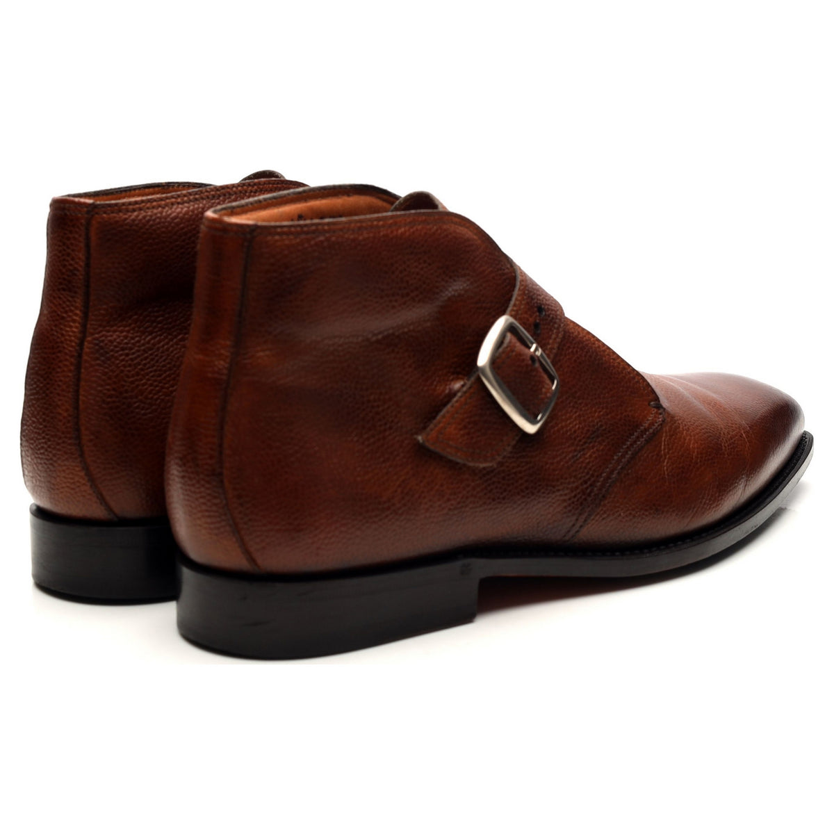 &#39;Visionario&#39; Tan Brown Leather Monk Strap Boots UK 9