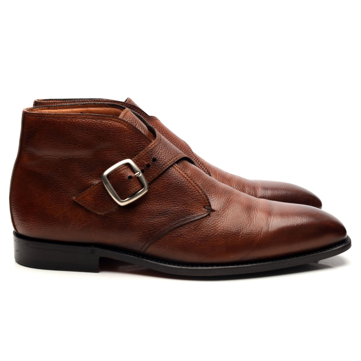 &#39;Visionario&#39; Tan Brown Leather Monk Strap Boots UK 9