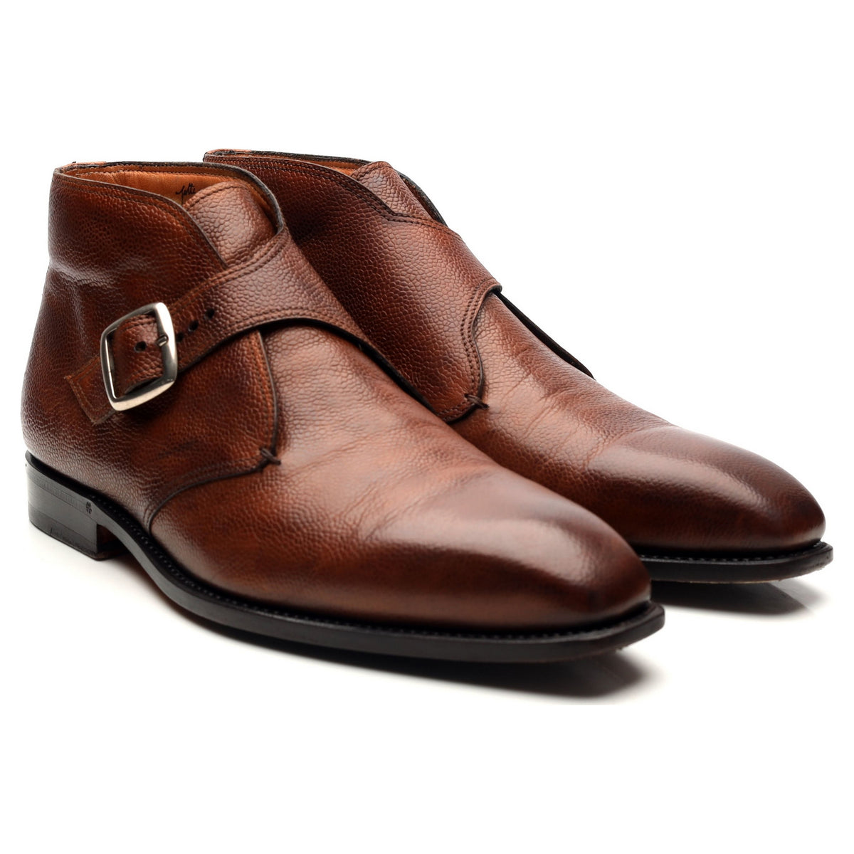 &#39;Visionario&#39; Tan Brown Leather Monk Strap Boots UK 9