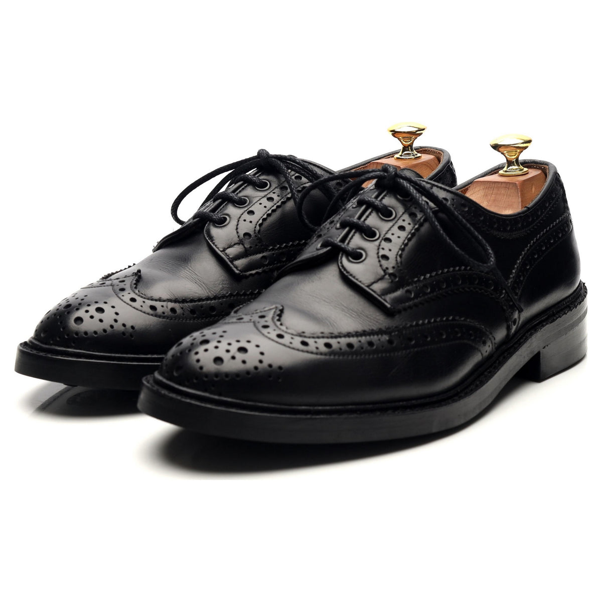 &#39;Bowood&#39; Black Leather Derby Brogues UK 8.5