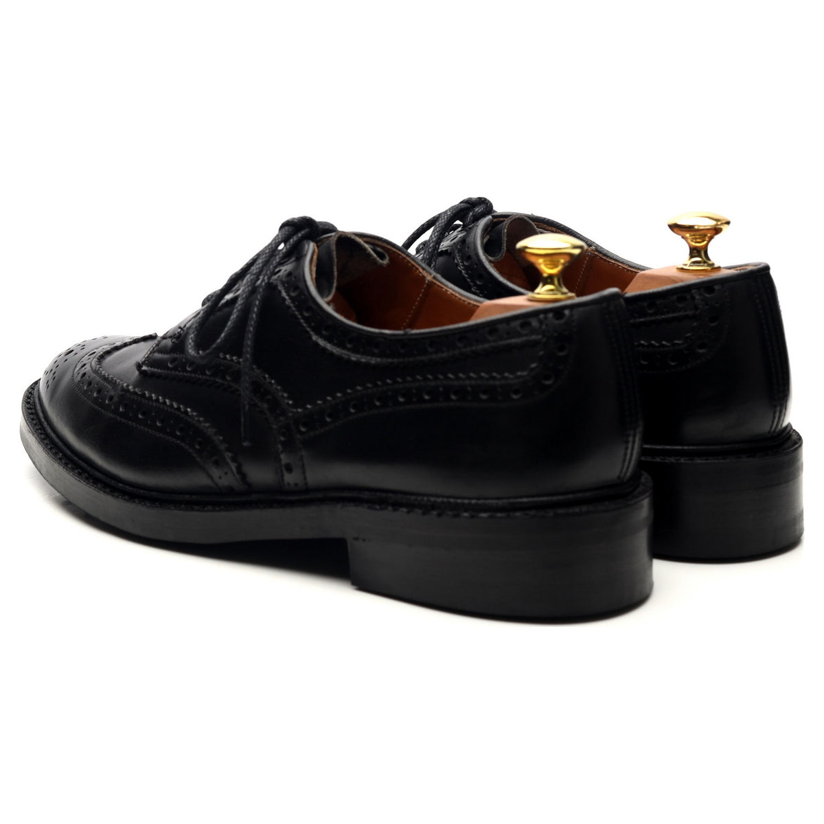 &#39;Bowood&#39; Black Leather Derby Brogues UK 8.5