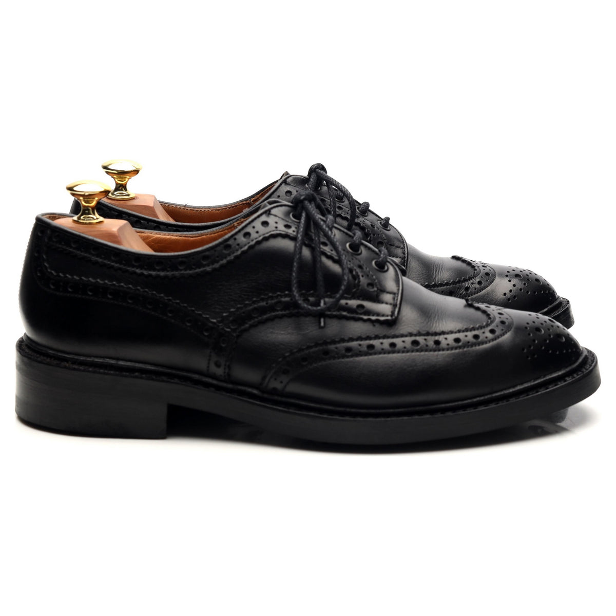 &#39;Bowood&#39; Black Leather Derby Brogues UK 8.5