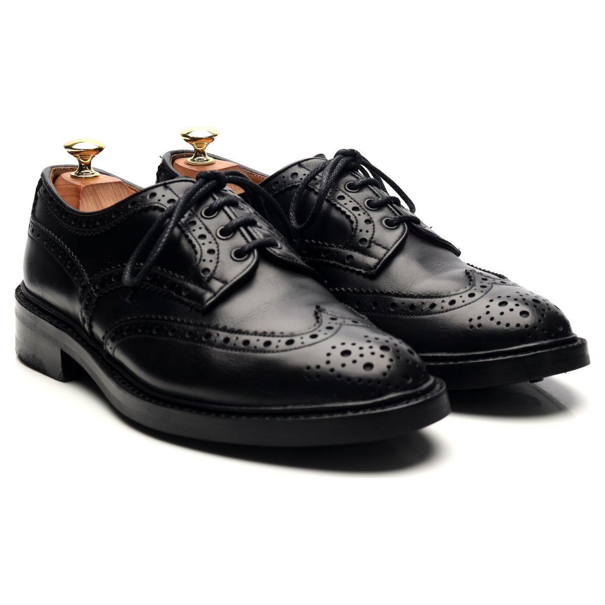 &#39;Bowood&#39; Black Leather Derby Brogues UK 8.5