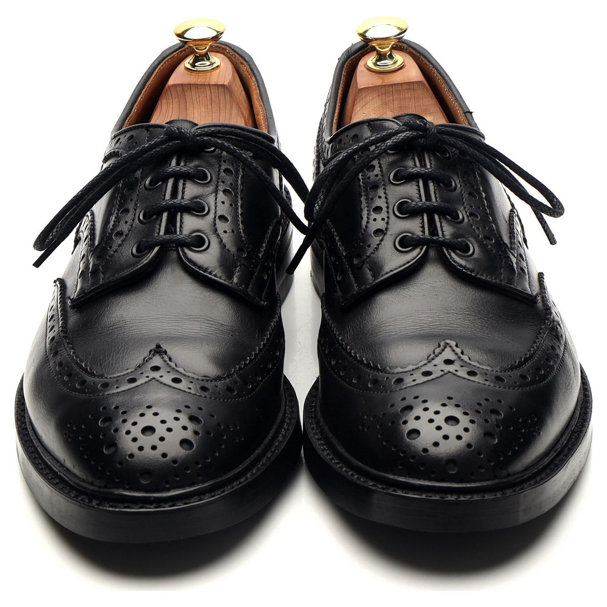 &#39;Bowood&#39; Black Leather Derby Brogues UK 8.5