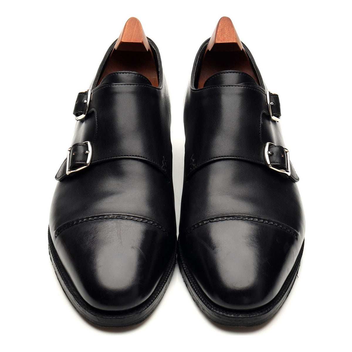 Saint Crépin 2021 &#39;William 75&#39; Black Leather Double Monk Strap UK 6.5 E