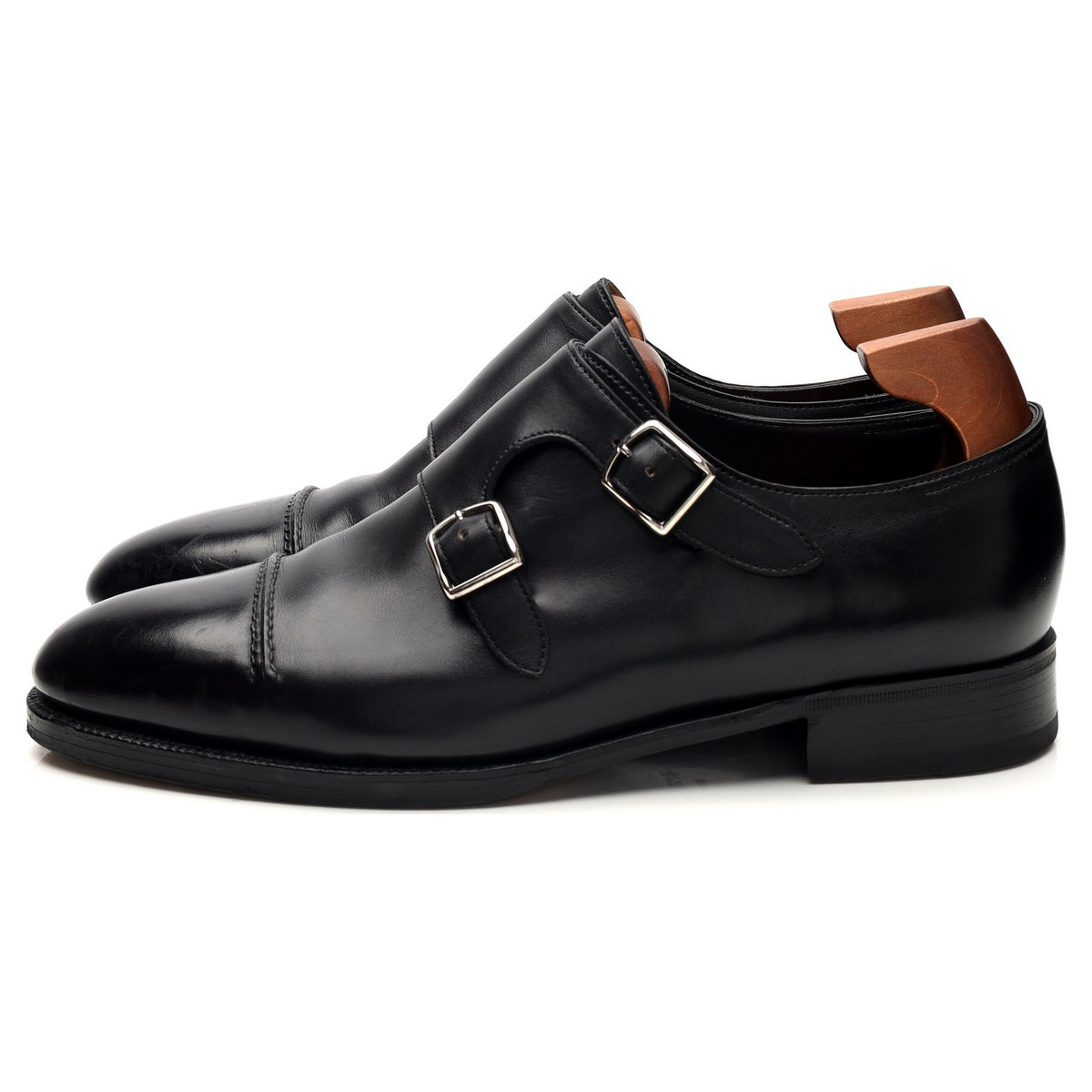 Saint Crépin 2021 &#39;William 75&#39; Black Leather Double Monk Strap UK 6.5 E