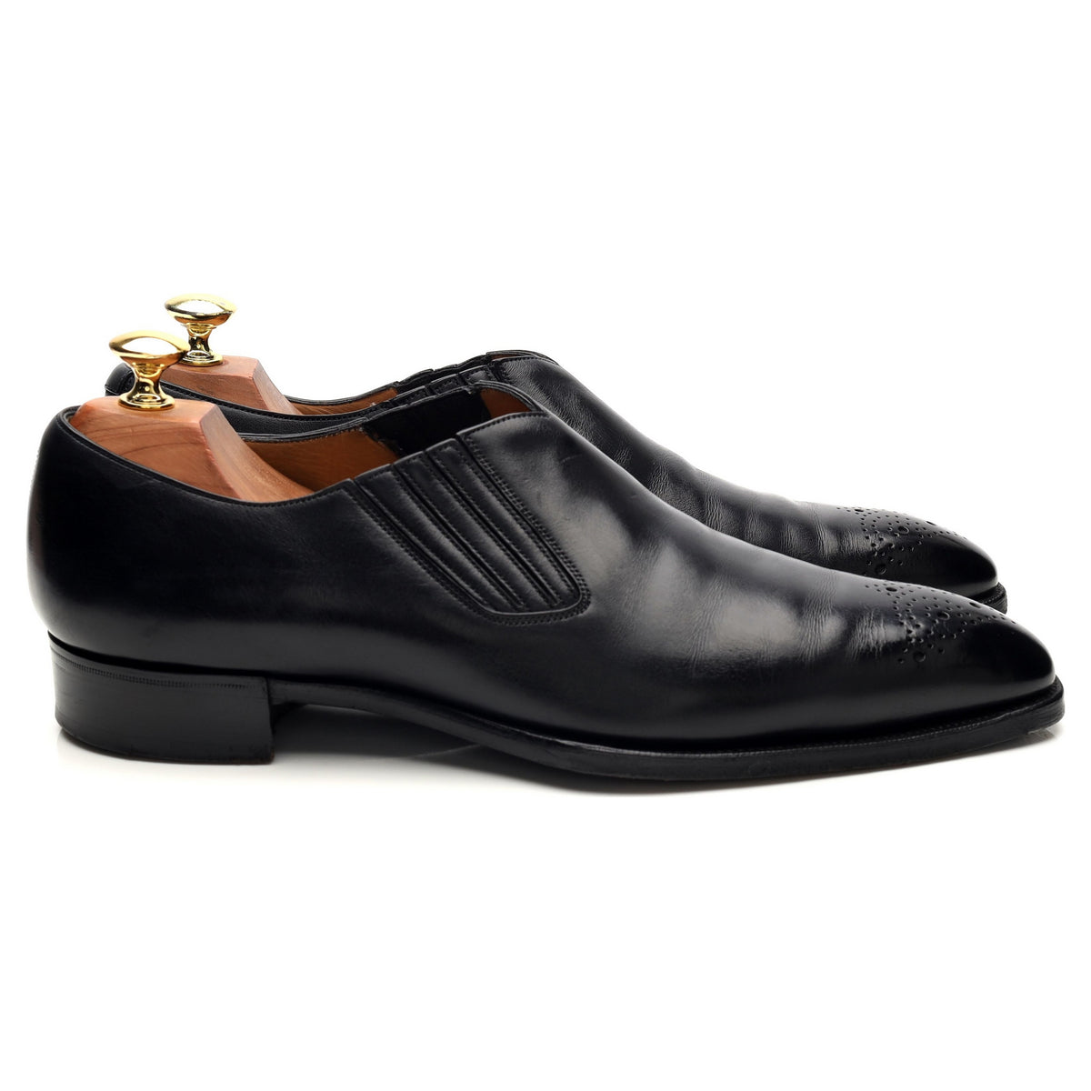Deco &#39;Flynn&#39; Black Leather Lazyman Slip On Loafers UK 8 E