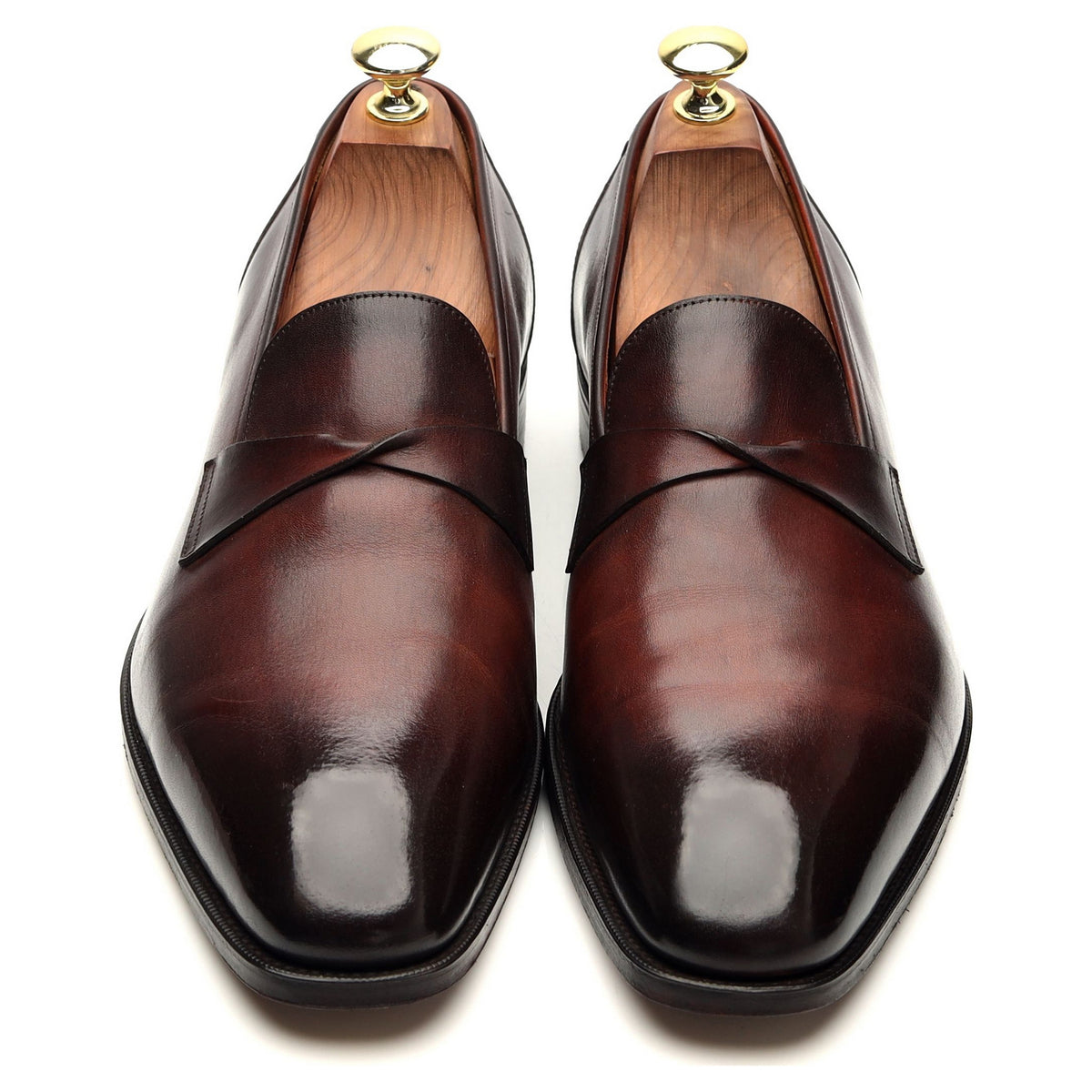 &#39;Toulouse&#39; Brown Patina Leather Loafers UK 8 E