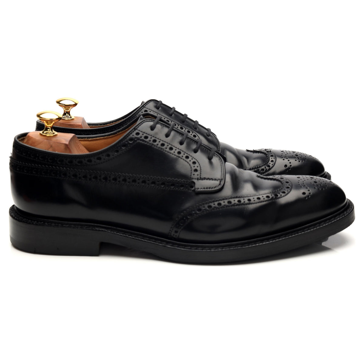 &#39;Grafton&#39; Black Leather Derby Brogues UK 9.5 F
