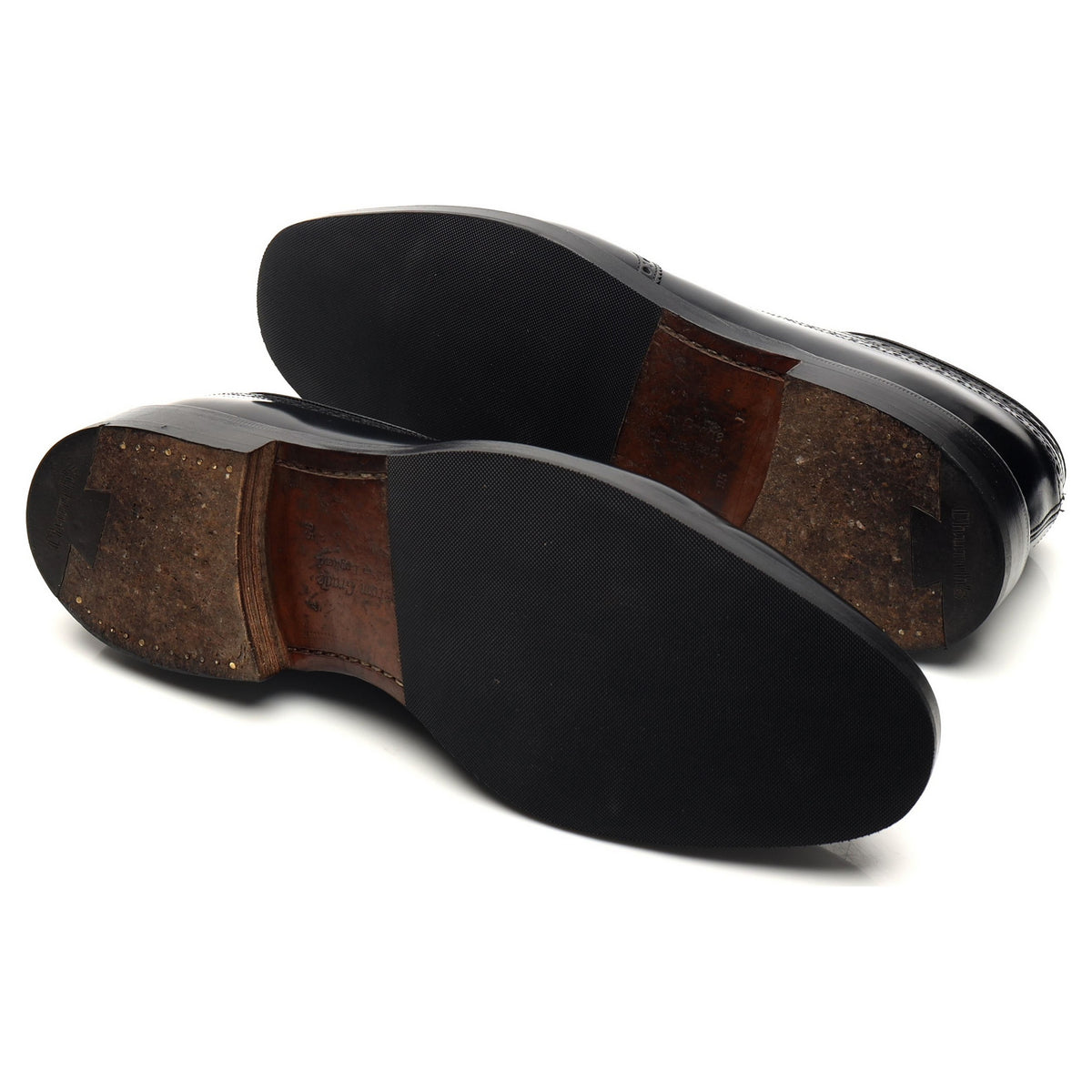 &#39;Grafton&#39; Black Leather Derby Brogues UK 9.5 F