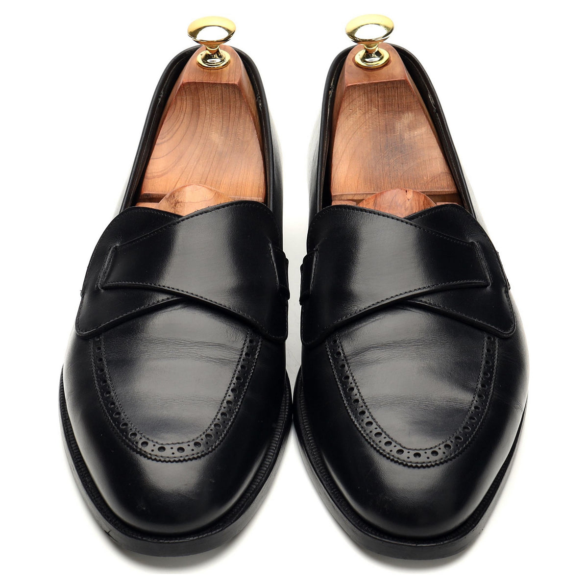 George Cleverley Black Leather Butterfly Loafers UK 8 E