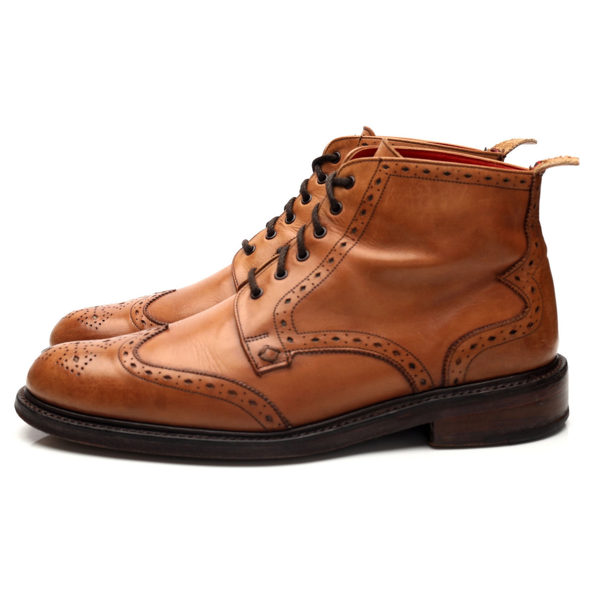 Cheaney &#39;Hannibal&#39; Tan Brown Leather Brogue Boots UK 8