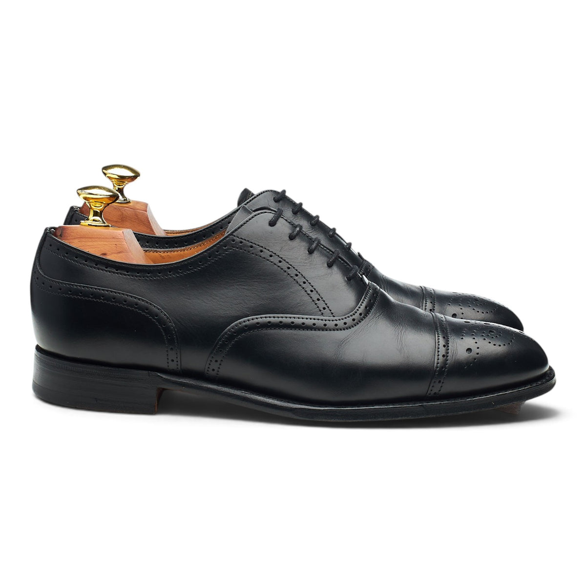 'PA021' Black Leather Oxford Brogues UK 7 F