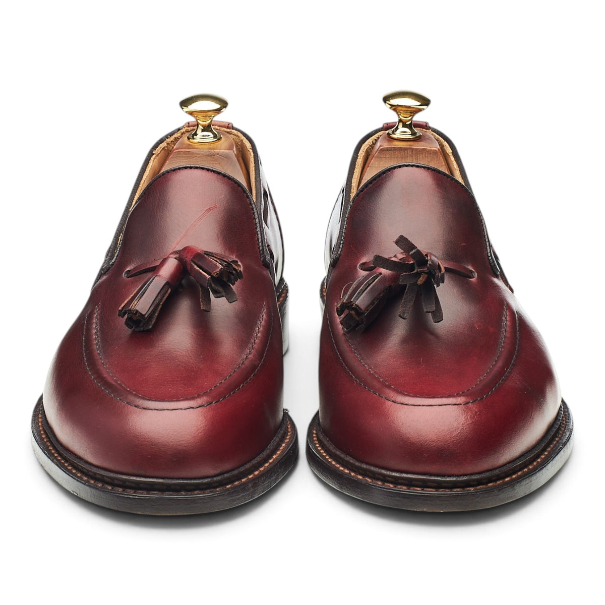 'Elton' Burgundy Leather Tassel Loafers UK 9