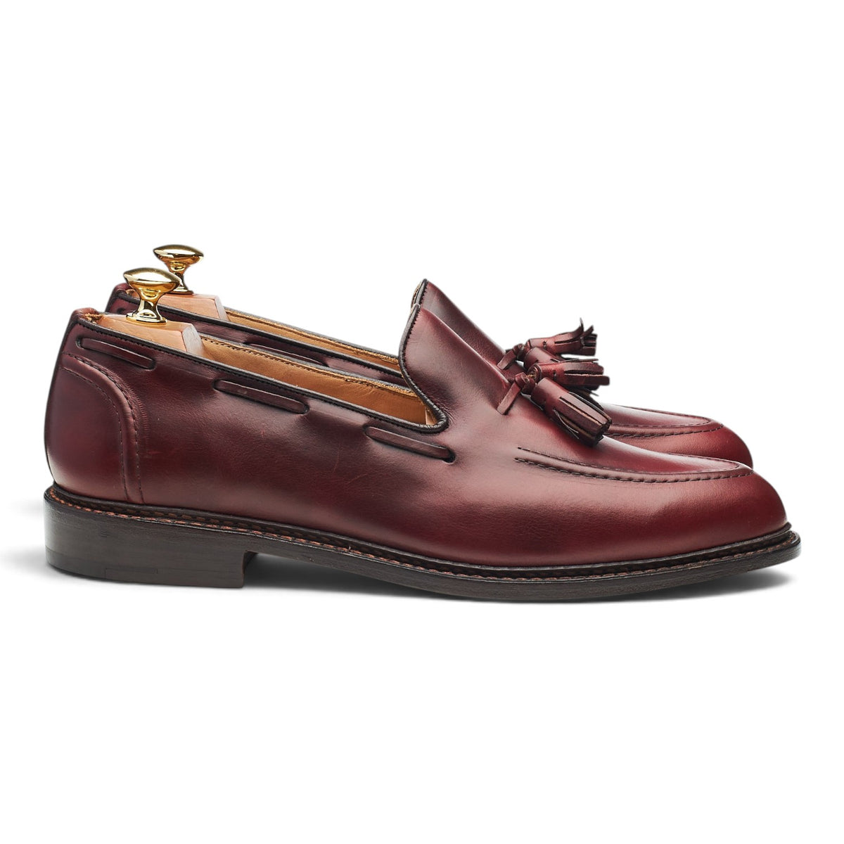 'Elton' Burgundy Leather Tassel Loafers UK 9