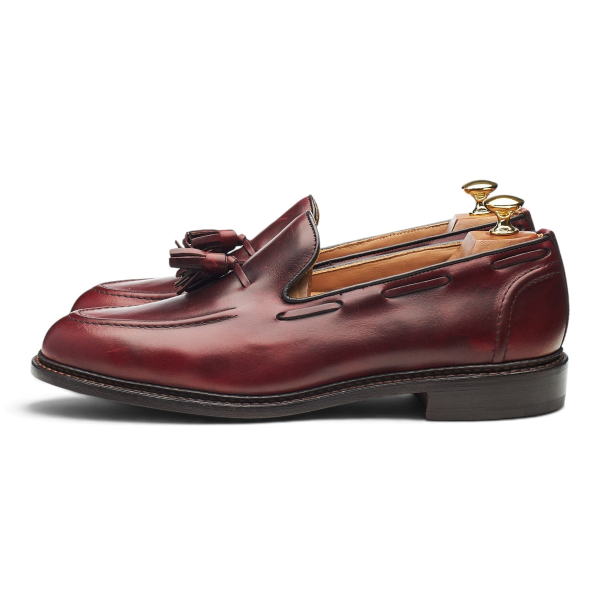 'Elton' Burgundy Leather Tassel Loafers UK 9