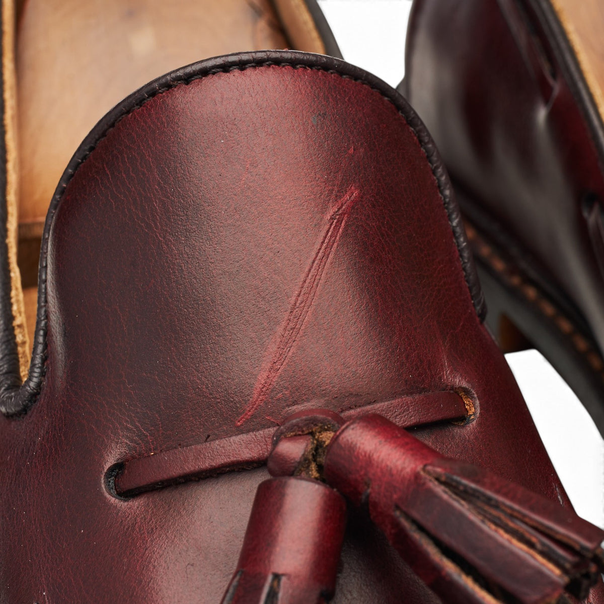 'Elton' Burgundy Leather Tassel Loafers UK 9