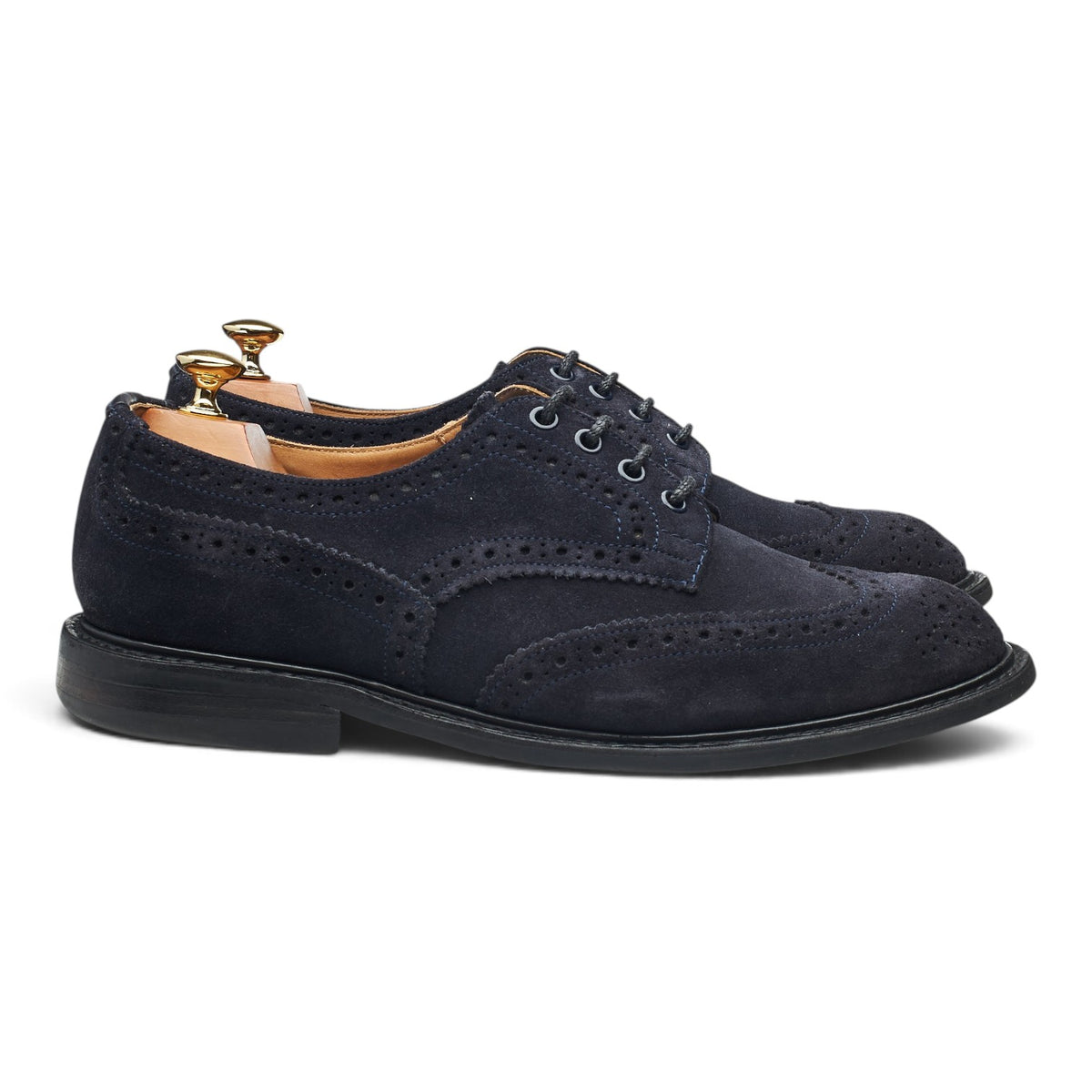 'Bourton' Navy Blue Suede Derby Brogues UK 9