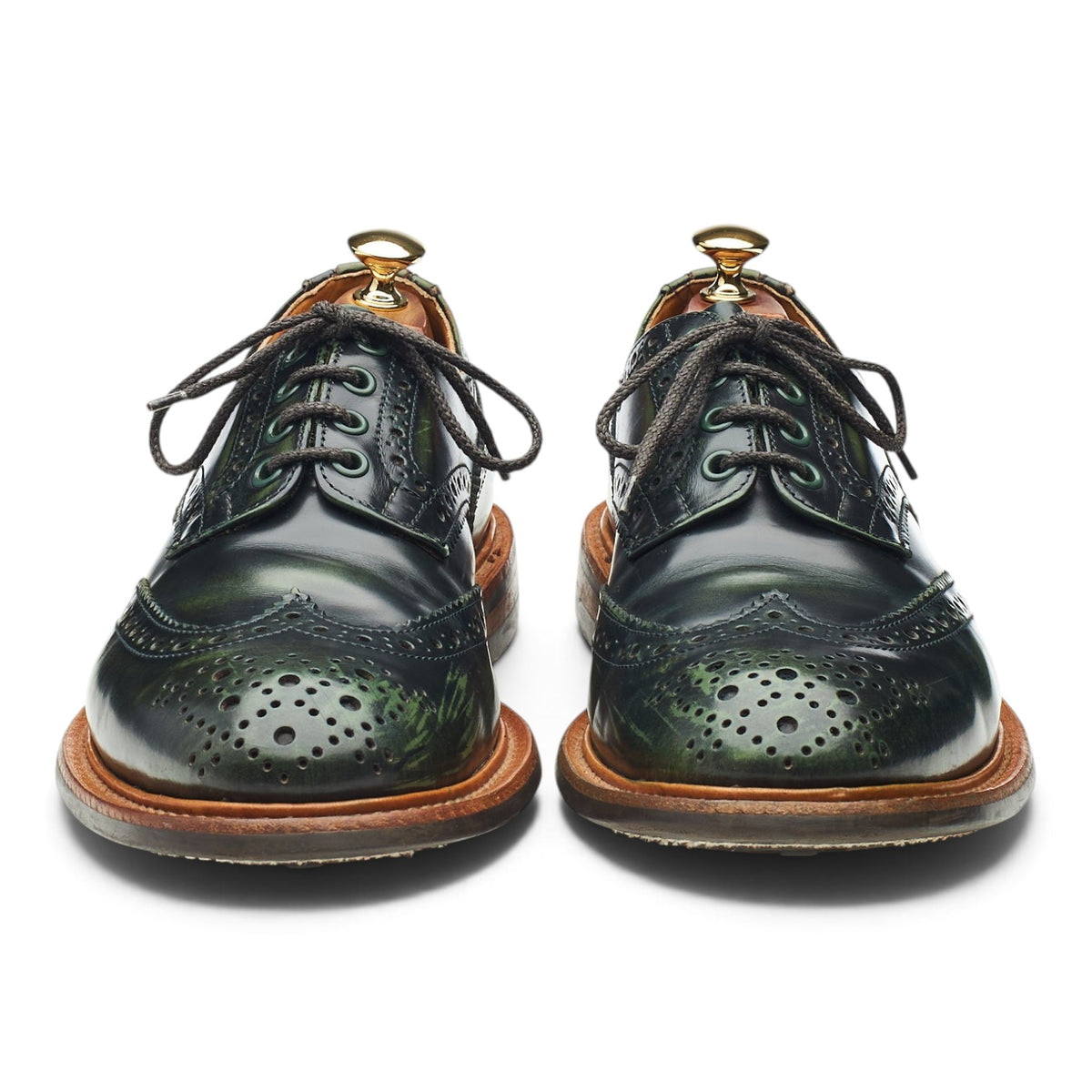 'Bourton' Dark Green Leather Derby Brogues UK 9