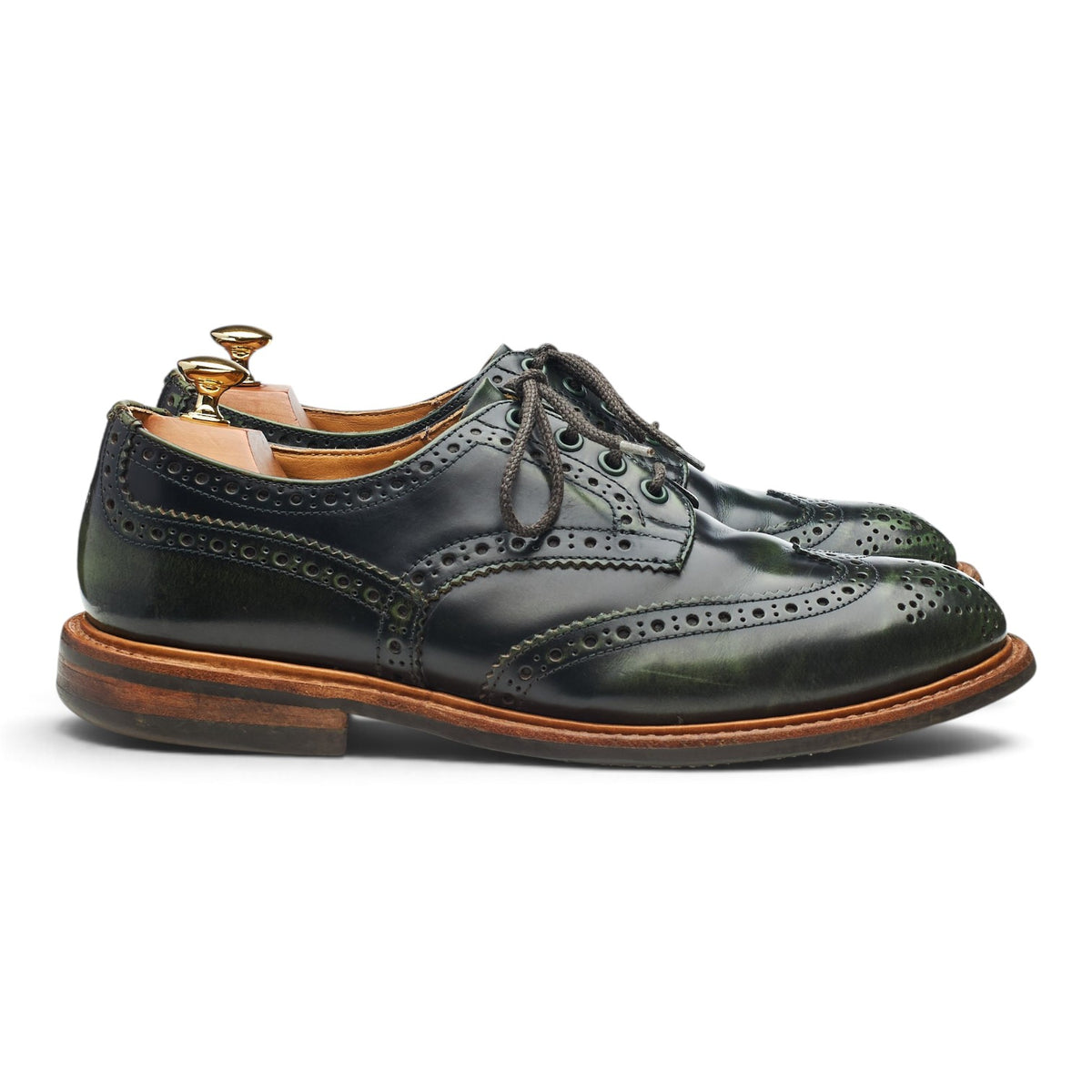 'Bourton' Dark Green Leather Derby Brogues UK 9
