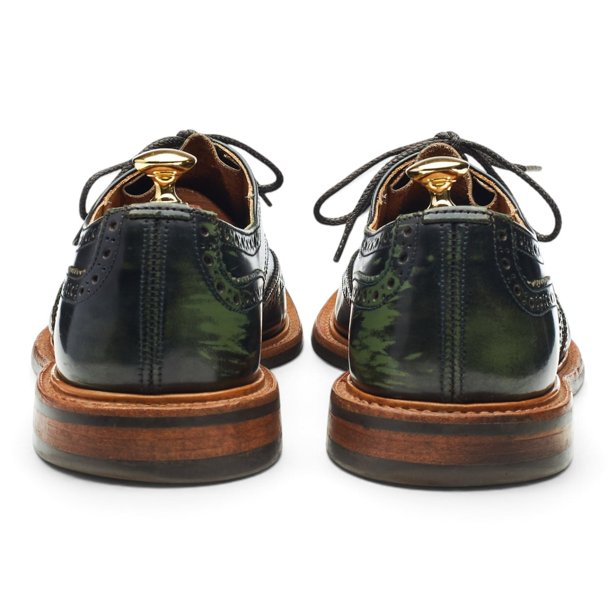'Bourton' Dark Green Leather Derby Brogues UK 9