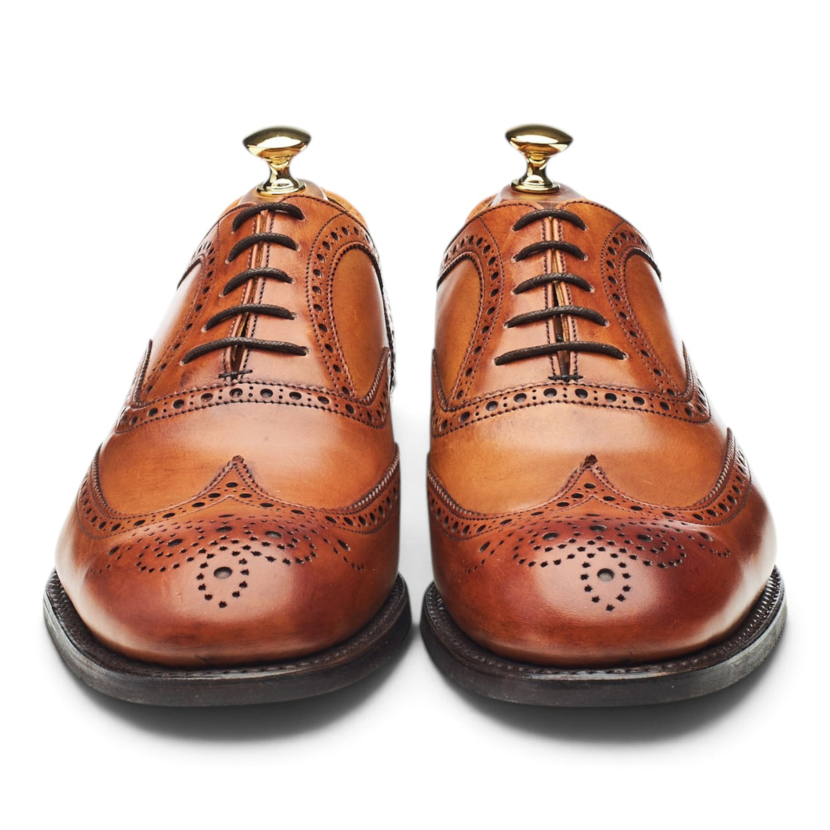 'Arthur lll' Tan Brown Leather Oxford Brogues UK 9 F